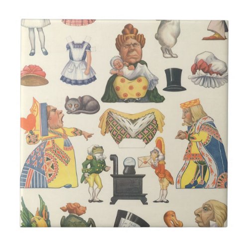 Alice in Wonderland Vintage Victorian Paper Doll Ceramic Tile