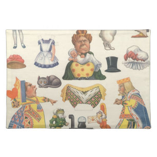 Alice in Wonderland, Vintage Victorian Paper Doll Cloth Placemat