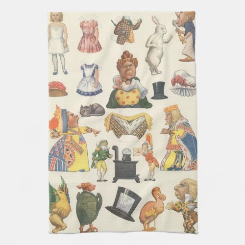 Alice in Wonderland Vintage Victorian Paper Doll Kitchen Towel
