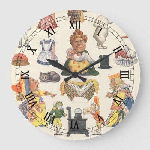 Alice in Wonderland Vintage Victorian Paper Doll Large Clock