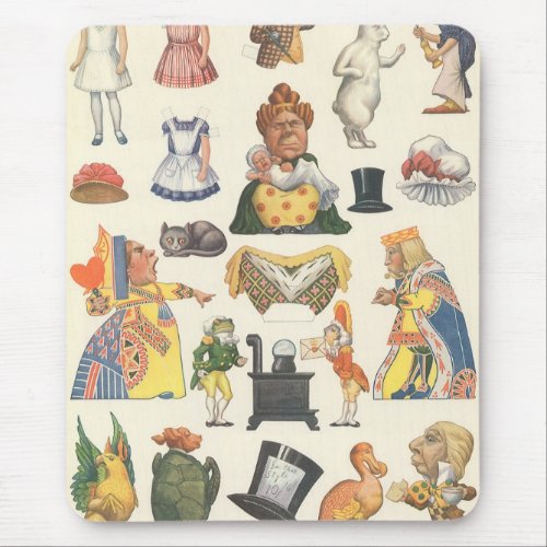 Alice in Wonderland Vintage Victorian Paper Doll Mouse Pad