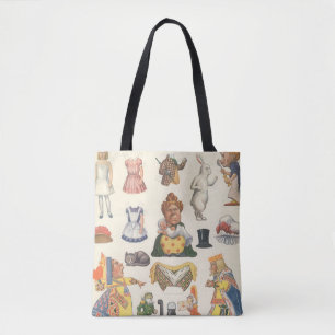 Alice in Wonderland, Vintage Victorian Paper Doll Tote Bag