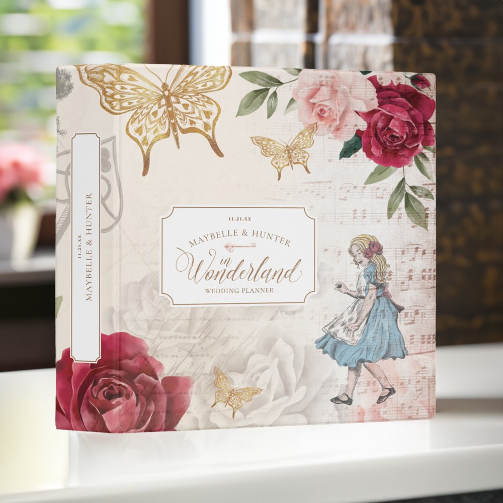 Alice In Wonderland Vintage Wedding Decoupage 3 Ring Binder