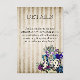 Alice in Wonderland Vintage Wedding Details Enclosure Card
