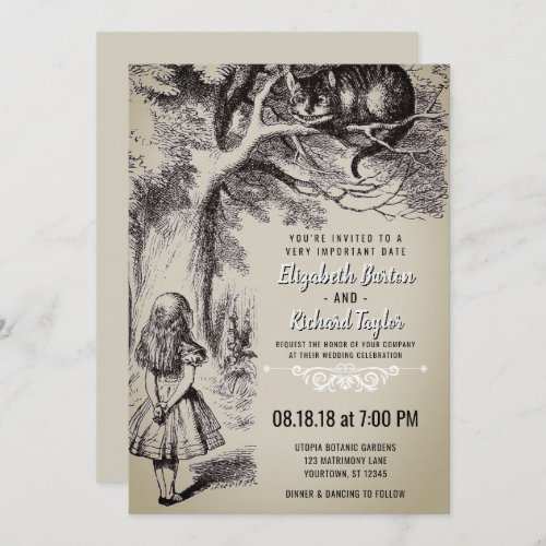 Alice in Wonderland Vintage Wedding Invitation