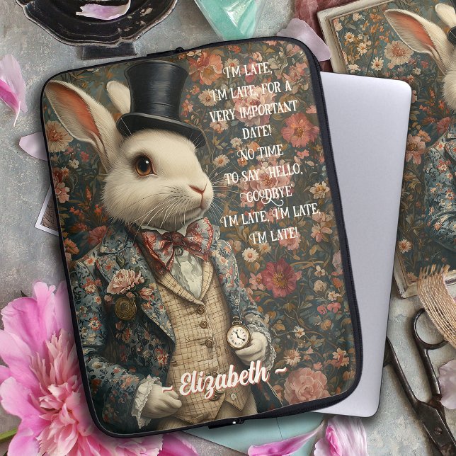 Alice in Wonderland Vintage White Rabbit Laptop Sleeve (Creator Uploaded)