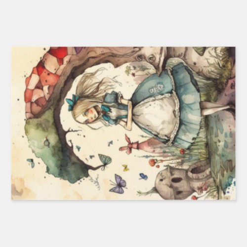 Alice in Wonderland Vintage  Wrapping Paper Sheets