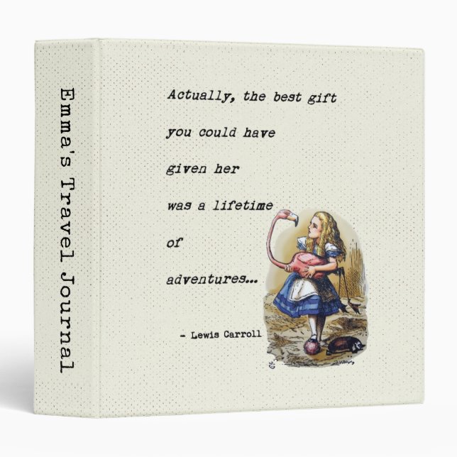 Alice In Wonderland W/Flamingo Adventure Quote 3 Ring Binder (Front/Spine)