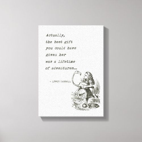 Alice In Wonderland WFlamingo Adventure Quote Canvas Print