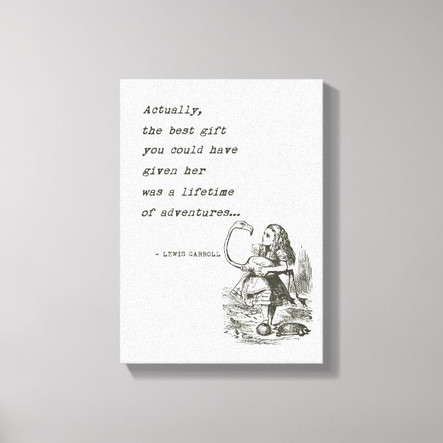 Alice In Wonderland W/Flamingo Adventure Quote Canvas Print (Front)