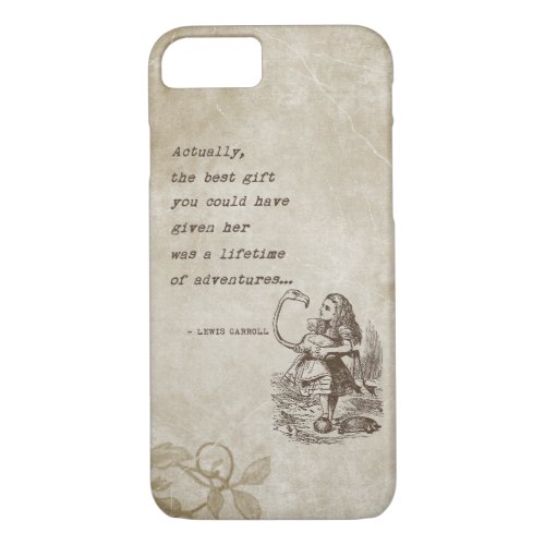 Alice In Wonderland WFlamingo Adventure Quote iPhone 87 Case