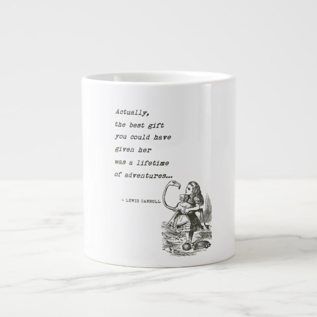 Alice In Wonderland W/Flamingo Adventure Quote Giant Coffee Mug (Front)
