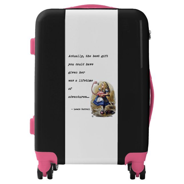 Alice In Wonderland W/Flamingo Adventure Quote Luggage (Front)
