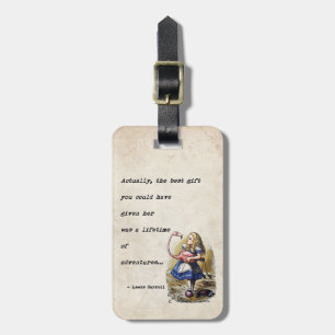 Alice In Wonderland W/Flamingo Adventure Quote Luggage Tag