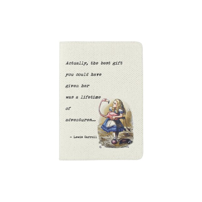 Alice In Wonderland W/Flamingo Adventure Quote Passport Holder (Front)