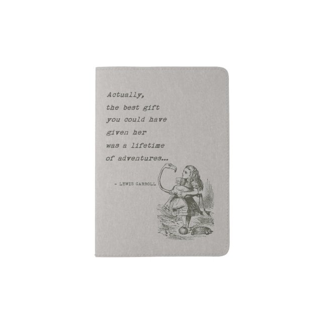 Alice In Wonderland W/Flamingo Adventure Quote Passport Holder (Front)