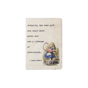 Alice In Wonderland W/Flamingo Adventure Quote Passport Holder