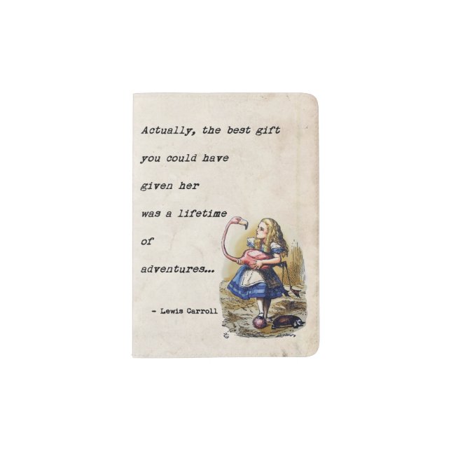 Alice In Wonderland W/Flamingo Adventure Quote Passport Holder (Front)