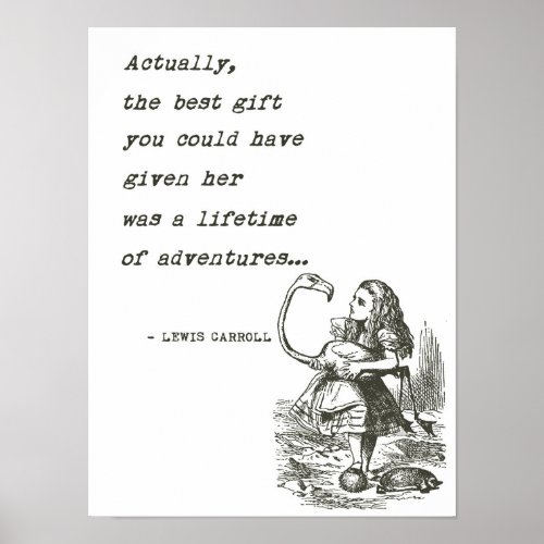 Alice In Wonderland WFlamingo Adventure Quote Poster