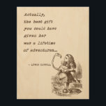 Alice In Wonderland W/Flamingo Adventure Quote Wood Wall Decor<br><div class="desc">Vintage illustration fairy tales and nursery rhymes image of Alice with flamingo by John Tenniel in Lewis Carroll's Alice's Adventures in Wonderland, 1865, combined with a text-designed quote from the author Lewis Carroll which goes as: "Actually , the best gift you could have given her was a lifetime of adventures"....</div>