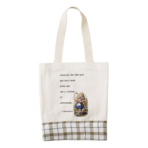 Alice In Wonderland WFlamingo Adventure Quote Zazzle HEART Tote Bag