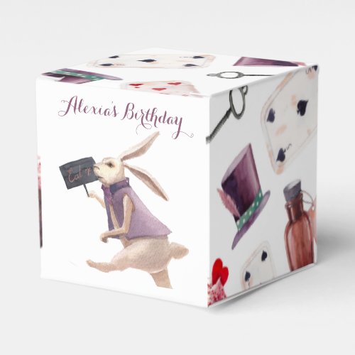 Alice in Wonderland Watercolor Hand Painted Rabbit Favor Boxes