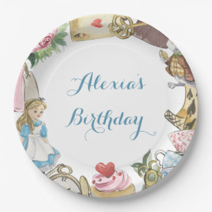 Alice in Wonderland Watercolor Hand Painted Rabbit Paper Plates