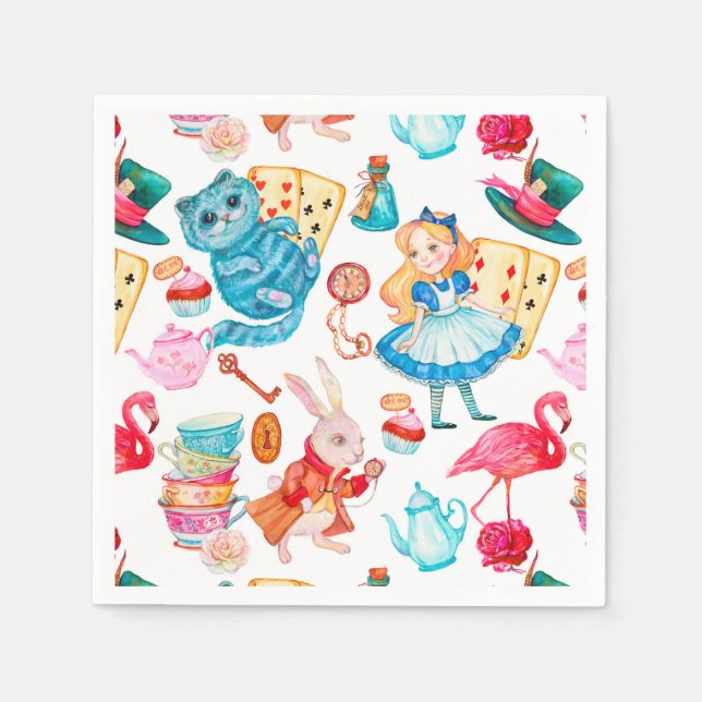 Alice in Wonderland Watercolor Napkins (Front)