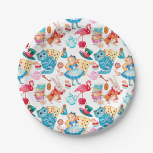 Alice in Wonderland Watercolor Paper Plates