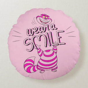 Alice In Wonderland Wear A Smile Round Pillow