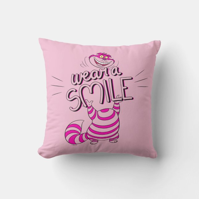 Alice In Wonderland | Wear A Smile Throw Pillow (Front)
