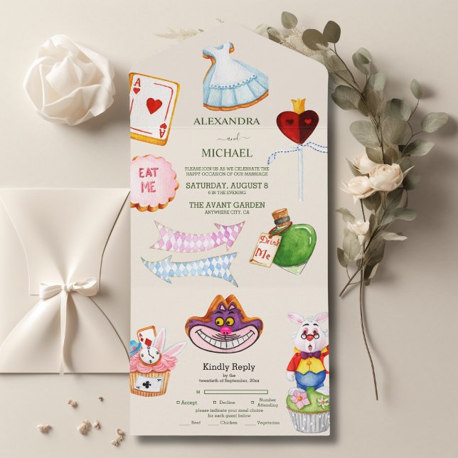 Alice in Wonderland Wedding All In One Invitation (Creator Uploaded)