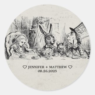 Alice in Wonderland Wedding Classic Round Sticker