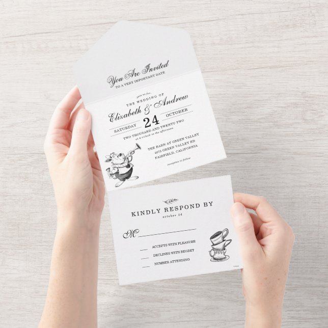Alice in Wonderland Wedding Invitation (Tearaway)