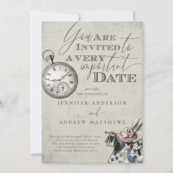 vintage alice in wonderland wedding invitations