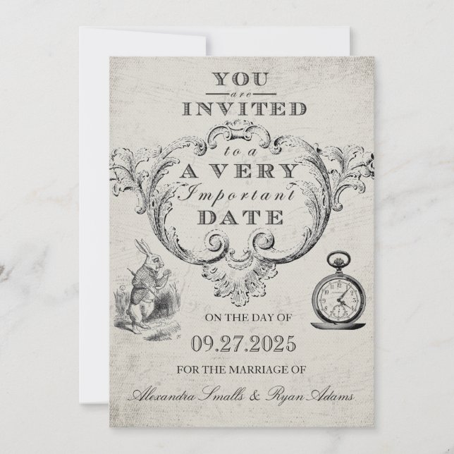 Alice in Wonderland Wedding Invitation (Front)