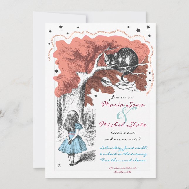 Alice In Wonderland Wedding Invitation (Front)
