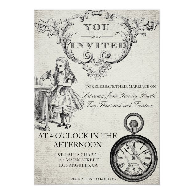 Wedding Wonderland Vintage Alice In Wonderland Invitation