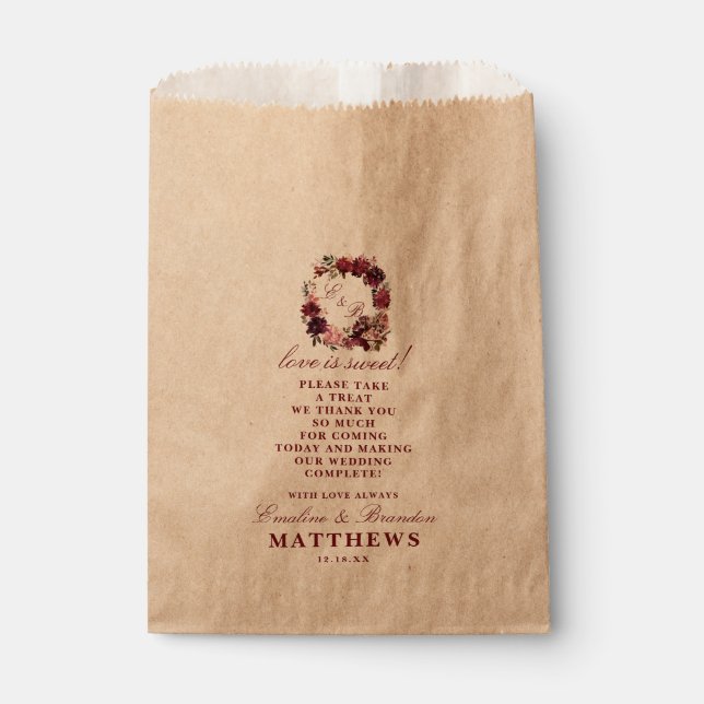 Alice in Wonderland Wedding Love is Sweet Treat Favor Bag (Front)