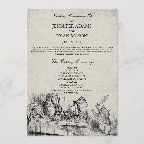 Alice in Wonderland Wedding Program