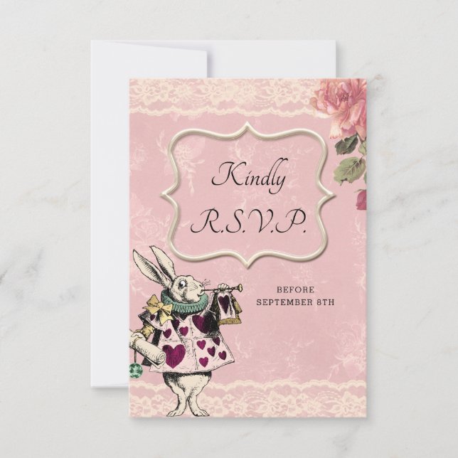 Alice in Wonderland Wedding RSVP Card (Front)