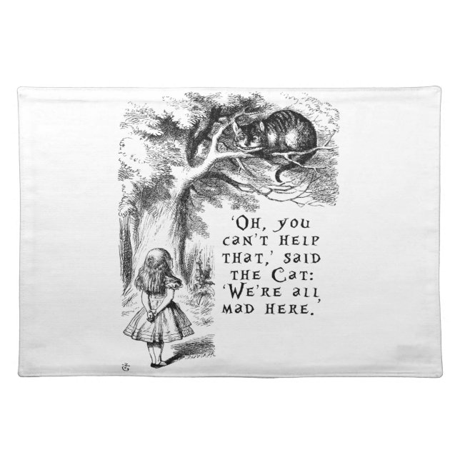 Alice in Wonderland - We're all mad here Cloth Placemat (Front)