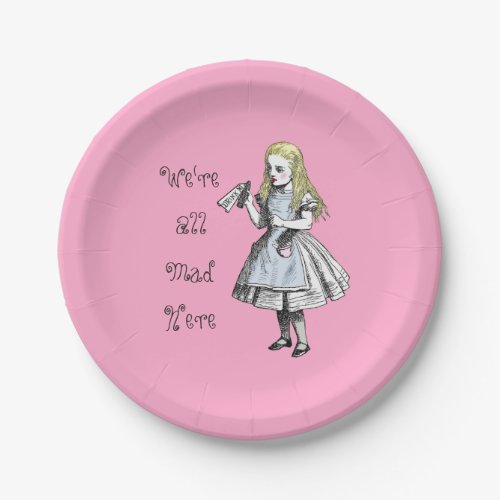 Alice in Wonderland Were All Mad Here Paper Plate