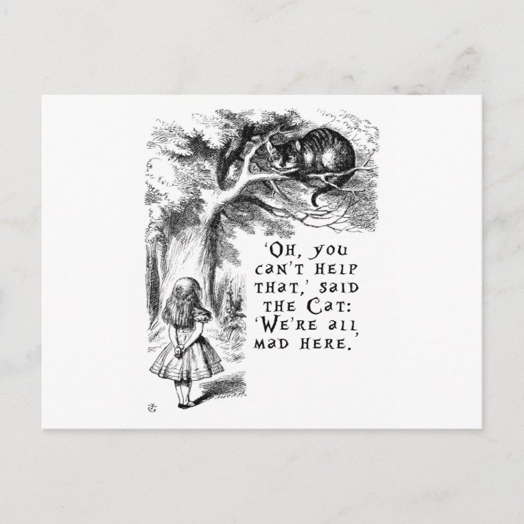 Alice in Wonderland - We're all mad here Postcard | Zazzle