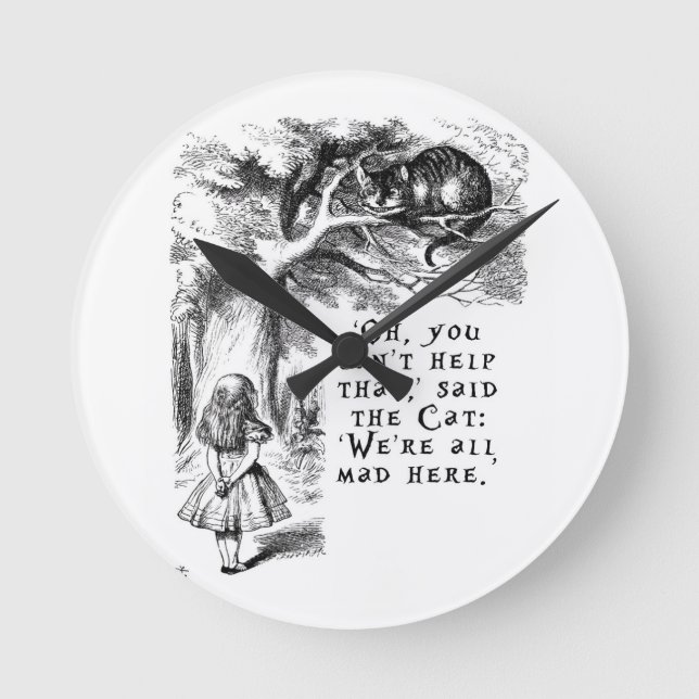 Alice in Wonderland - We're all mad here Round Clock (Front)