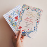 Alice In Wonderland Whimsical Birthday Invitation