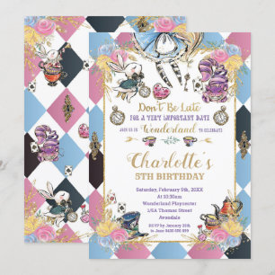Alice in Wonderland Whimsical Birthday Tea Party Invitation