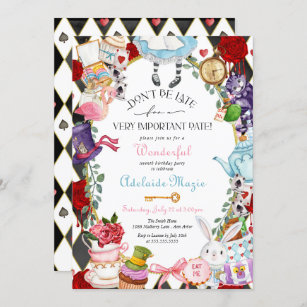 Alice in Wonderland Whimsical Children's Birthday  Invitation