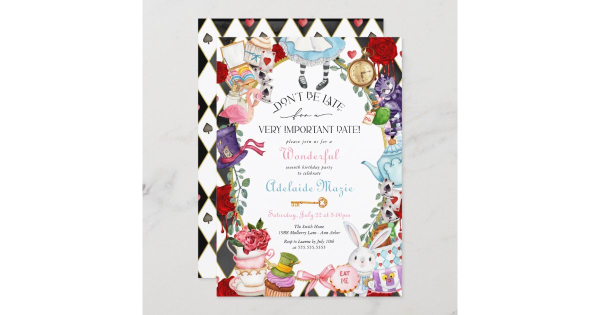 Alice in Wonderland Whimsical Children's Birthday Invitation
