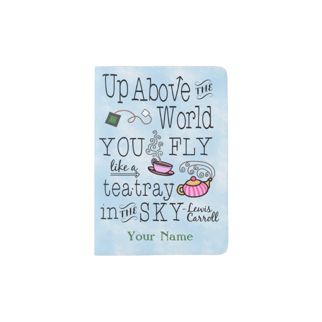 Alice in Wonderland Whimsical Flying Tea Custom Passport Holder (Front)